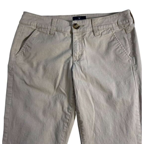 American Eagle Outfitter Khaki Pants Womens 6 Short Kick Boot Stretch School Y2K - Picture 12 of 13